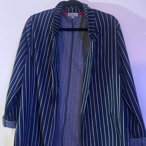Pinstripe cardigan blazer